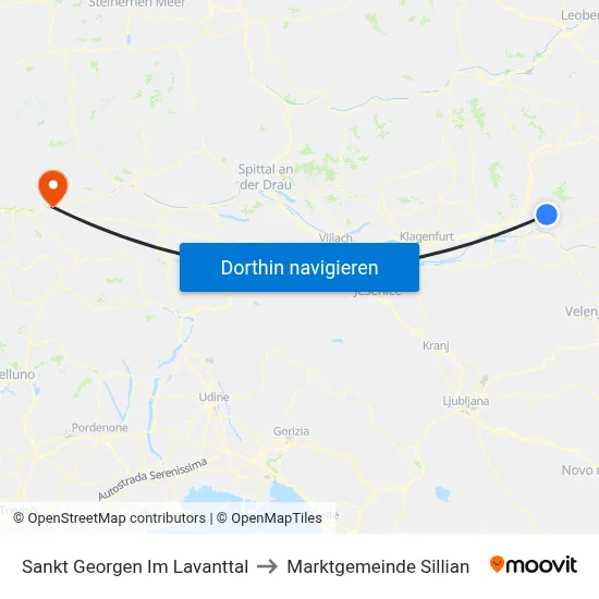 Sankt Georgen Im Lavanttal to Marktgemeinde Sillian map