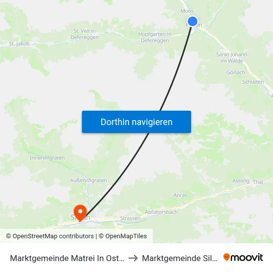 Marktgemeinde Matrei In Osttirol to Marktgemeinde Sillian map