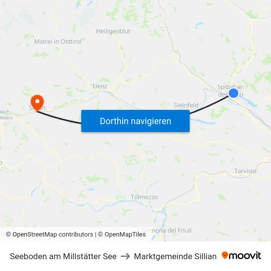 Seeboden am Millstätter See to Marktgemeinde Sillian map