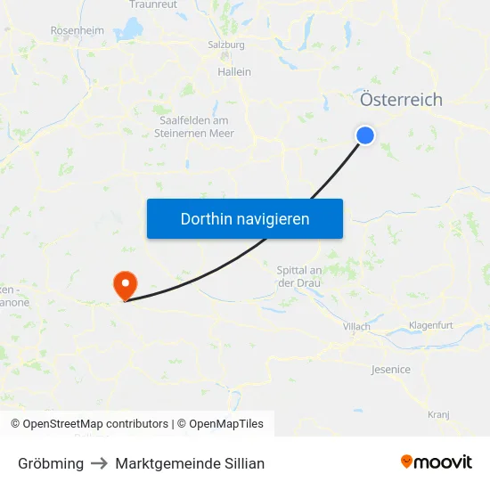 Gröbming to Marktgemeinde Sillian map