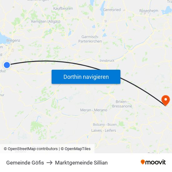 Gemeinde Göfis to Marktgemeinde Sillian map