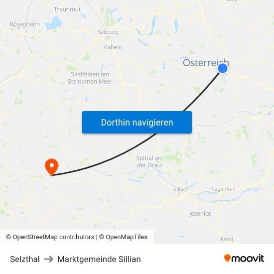 Selzthal to Marktgemeinde Sillian map