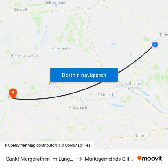Sankt Margarethen Im Lungau to Marktgemeinde Sillian map
