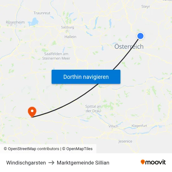 Windischgarsten to Marktgemeinde Sillian map