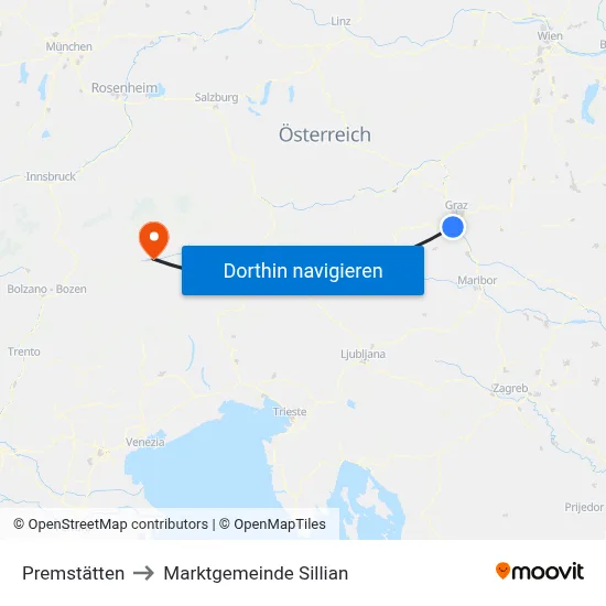 Premstätten to Marktgemeinde Sillian map