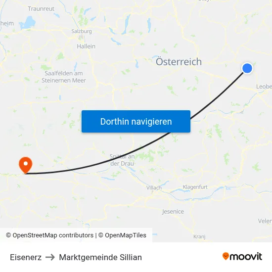 Eisenerz to Marktgemeinde Sillian map