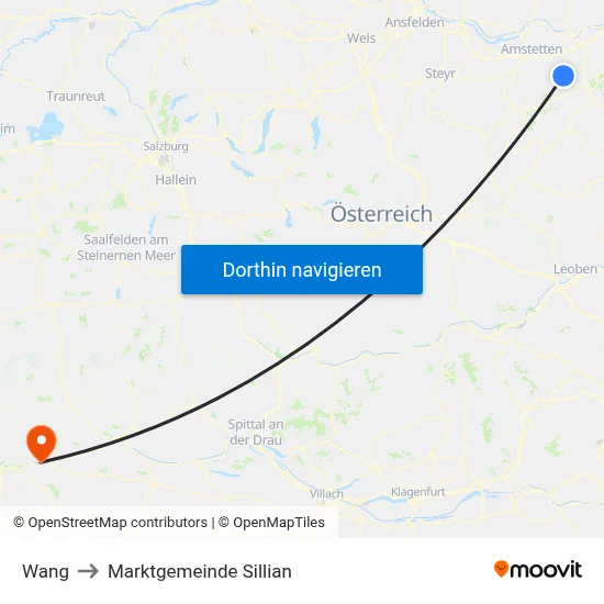 Wang to Marktgemeinde Sillian map
