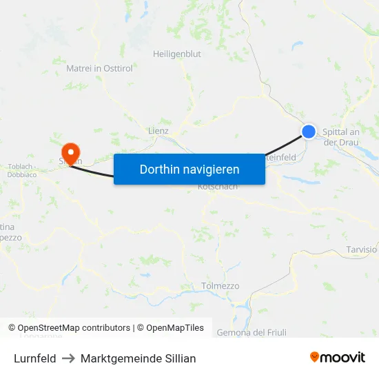 Lurnfeld to Marktgemeinde Sillian map