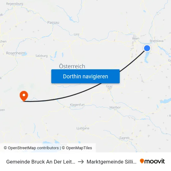 Gemeinde Bruck An Der Leitha to Marktgemeinde Sillian map