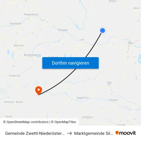 Gemeinde Zwettl-Niederösterreich to Marktgemeinde Sillian map