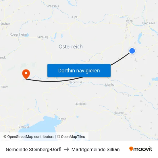 Gemeinde Steinberg-Dörfl to Marktgemeinde Sillian map