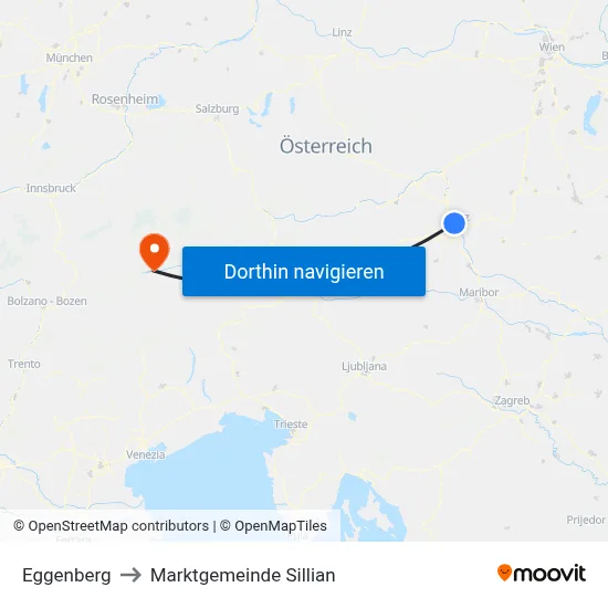 Eggenberg to Marktgemeinde Sillian map