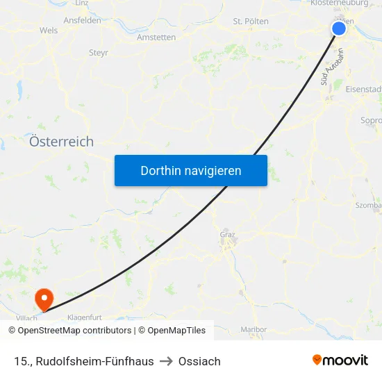 15., Rudolfsheim-Fünfhaus to Ossiach map