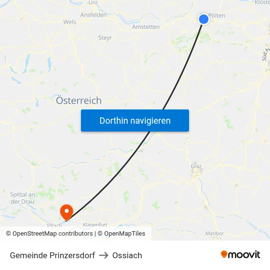 Gemeinde Prinzersdorf to Ossiach map