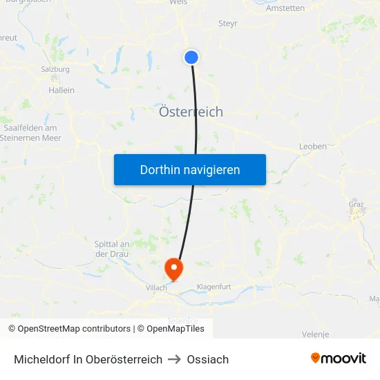 Micheldorf In Oberösterreich to Ossiach map