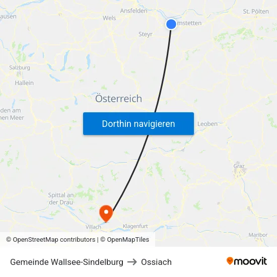 Gemeinde Wallsee-Sindelburg to Ossiach map