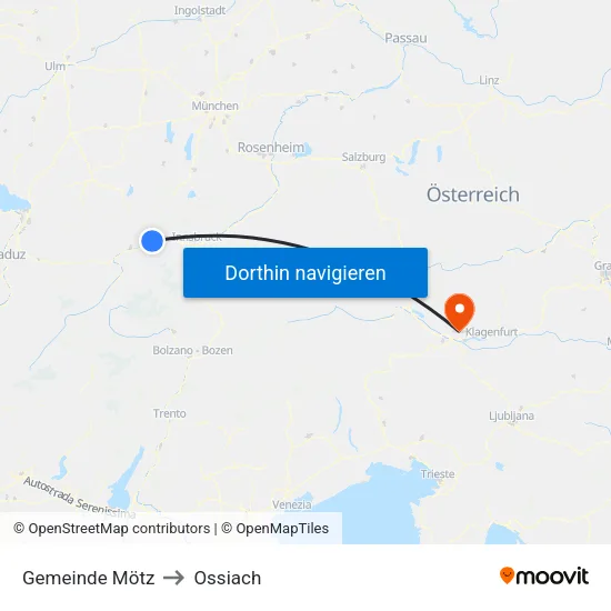 Gemeinde Mötz to Ossiach map