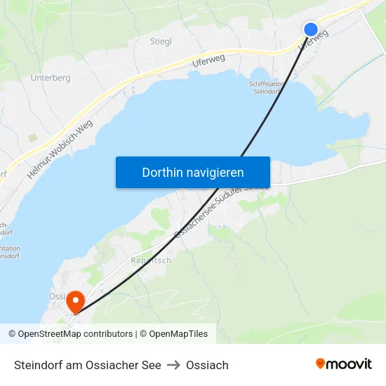 Steindorf am Ossiacher See to Ossiach map