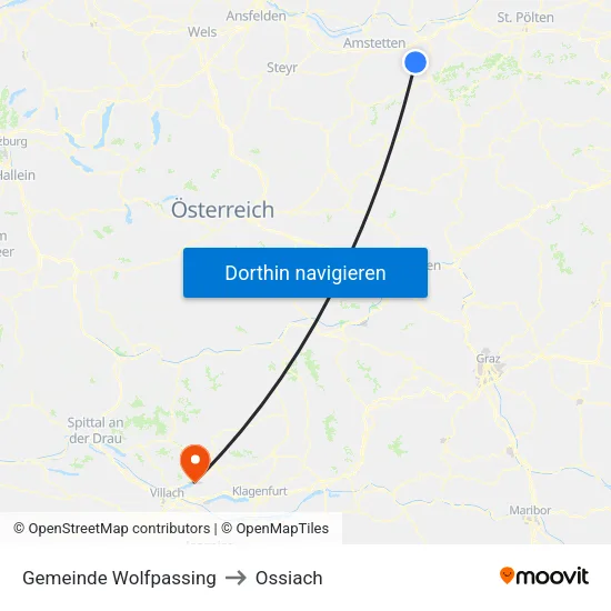 Gemeinde Wolfpassing to Ossiach map