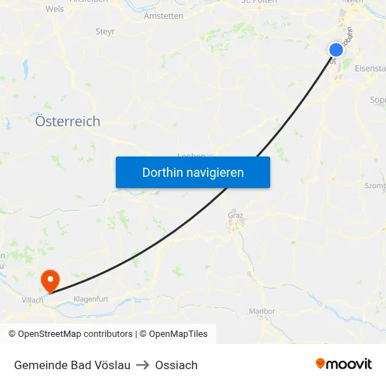 Gemeinde Bad Vöslau to Ossiach map