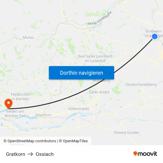 Gratkorn to Ossiach map