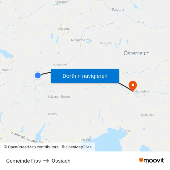 Gemeinde Fiss to Ossiach map