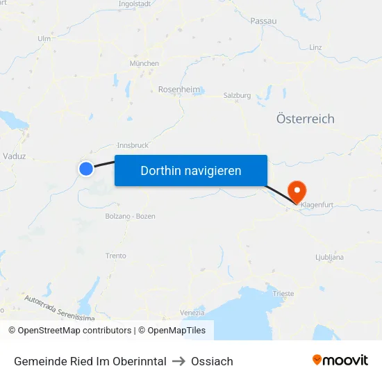 Gemeinde Ried Im Oberinntal to Ossiach map