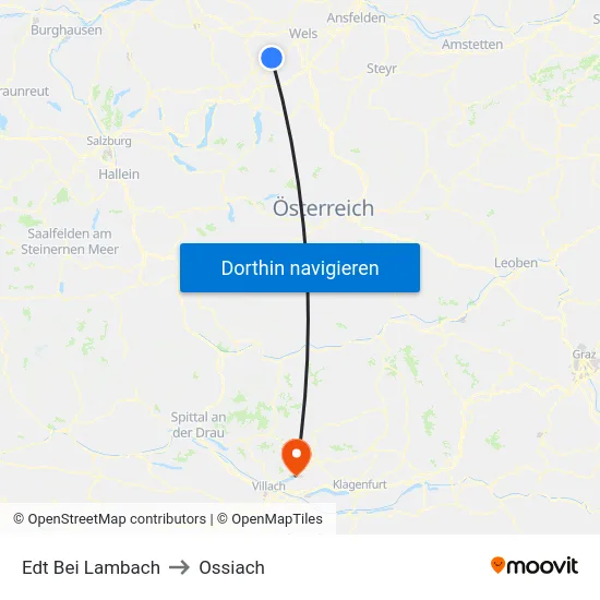 Edt Bei Lambach to Ossiach map