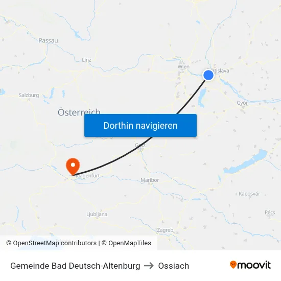 Gemeinde Bad Deutsch-Altenburg to Ossiach map