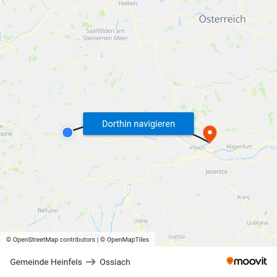 Gemeinde Heinfels to Ossiach map