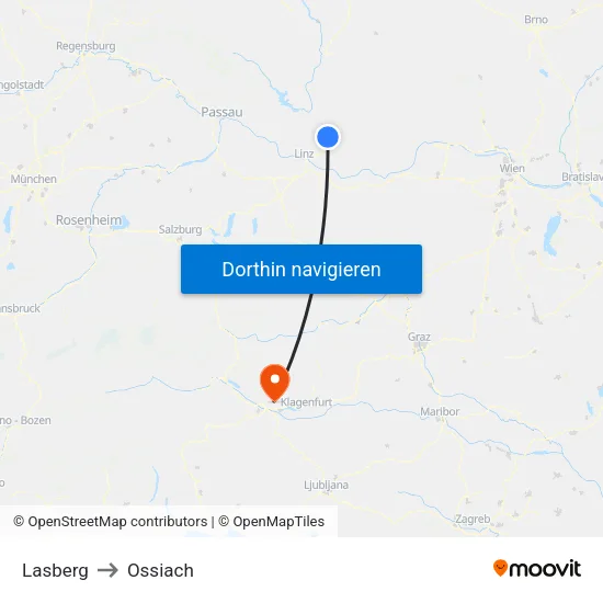 Lasberg to Ossiach map
