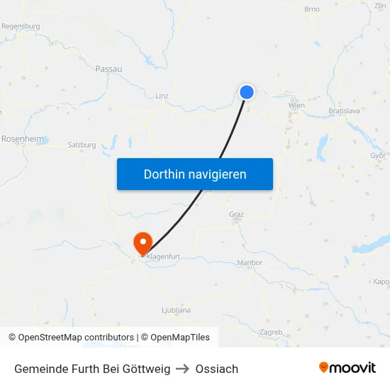 Gemeinde Furth Bei Göttweig to Ossiach map