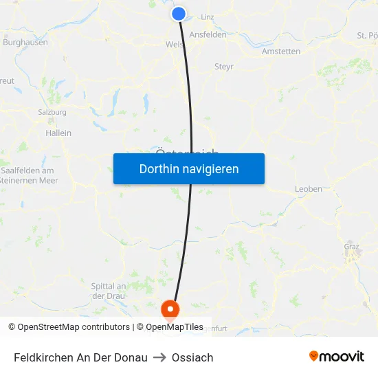 Feldkirchen An Der Donau to Ossiach map