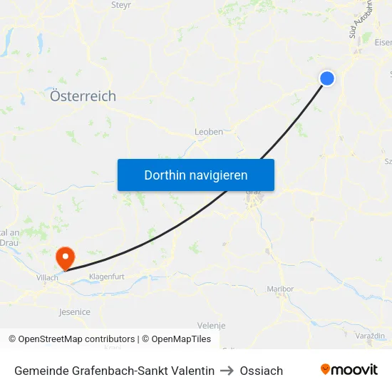 Gemeinde Grafenbach-Sankt Valentin to Ossiach map