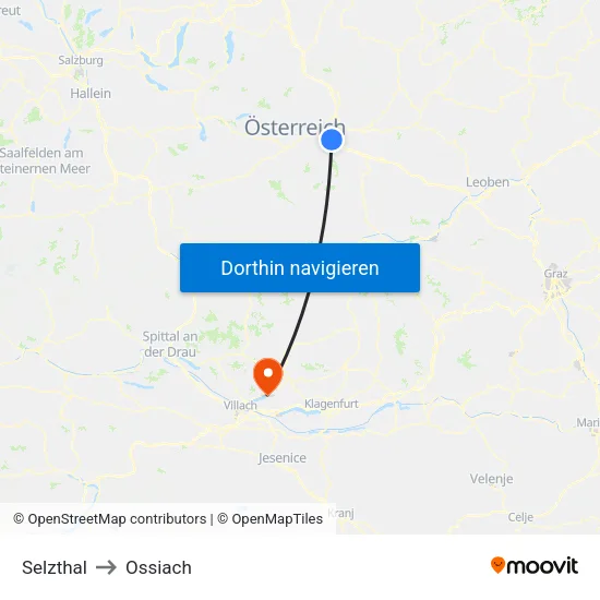 Selzthal to Ossiach map