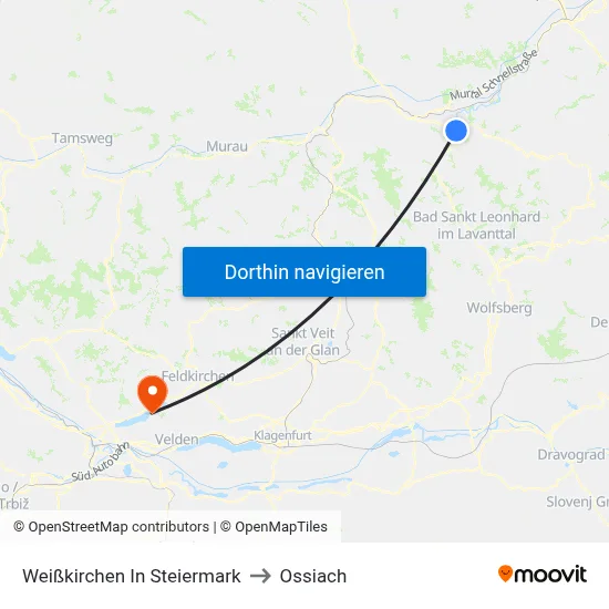 Weißkirchen In Steiermark to Ossiach map