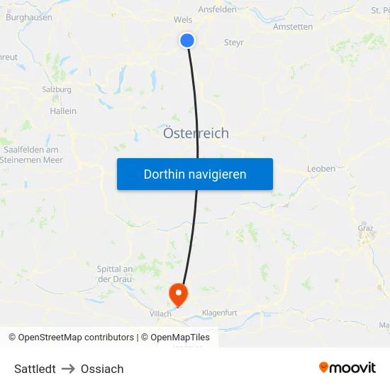 Sattledt to Ossiach map