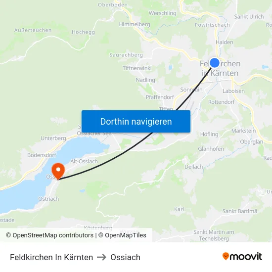 Feldkirchen In Kärnten to Ossiach map