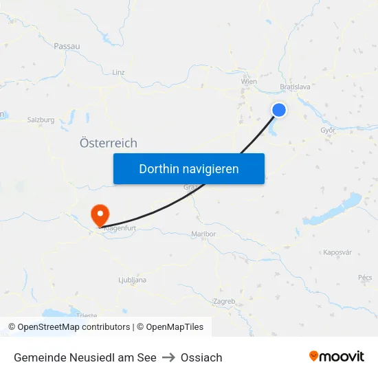 Gemeinde Neusiedl am See to Ossiach map