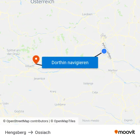 Hengsberg to Ossiach map