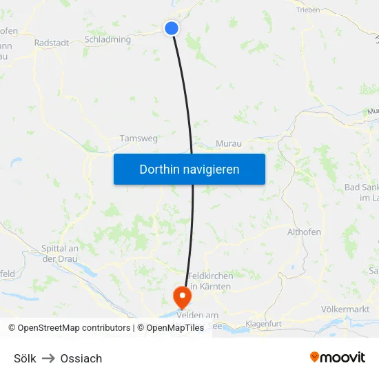 Sölk to Ossiach map
