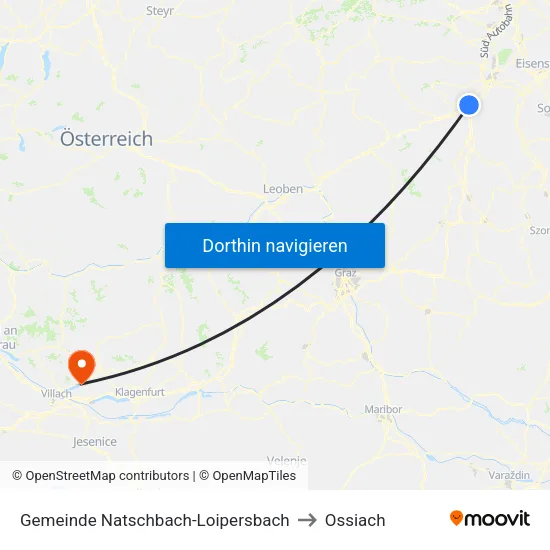 Gemeinde Natschbach-Loipersbach to Ossiach map