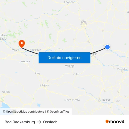 Bad Radkersburg to Ossiach map