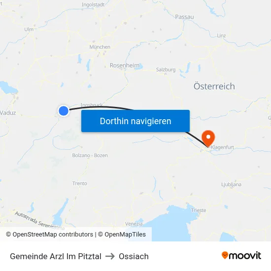 Gemeinde Arzl Im Pitztal to Ossiach map