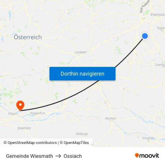 Gemeinde Wiesmath to Ossiach map