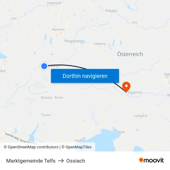 Marktgemeinde Telfs to Ossiach map
