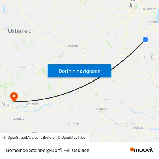 Gemeinde Steinberg-Dörfl to Ossiach map