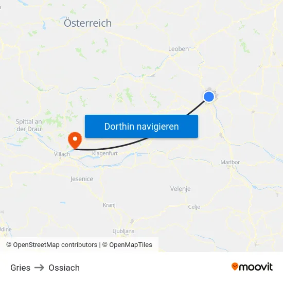 Gries to Ossiach map