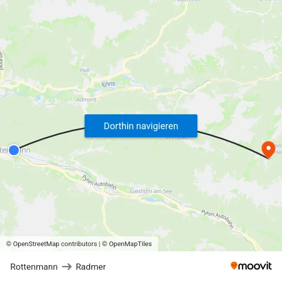 Rottenmann to Radmer map