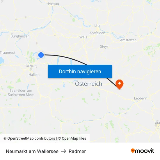 Neumarkt am Wallersee to Radmer map